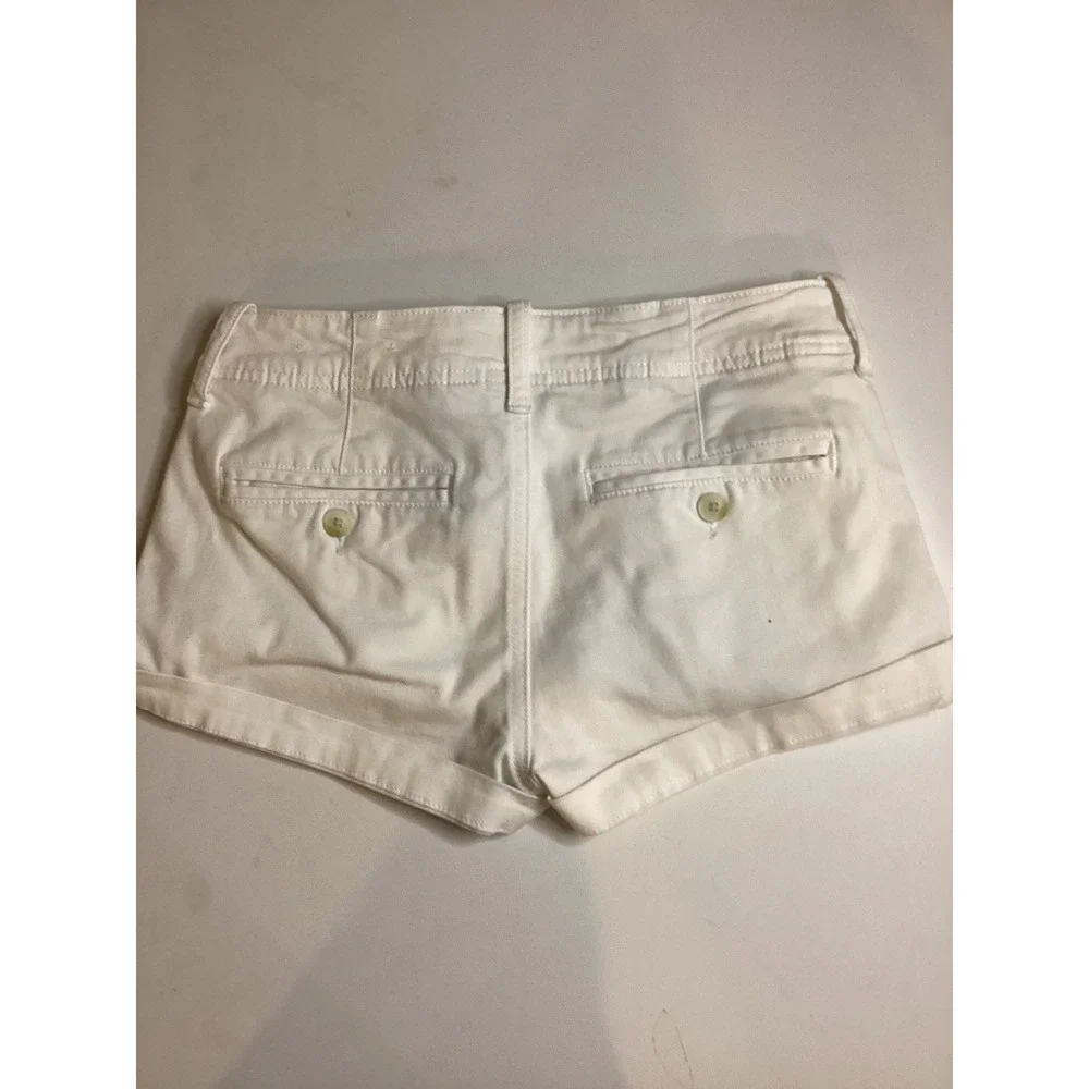 American Eagle Super Stretch‎ White Cuffed Casual Shorts Womens Size 0